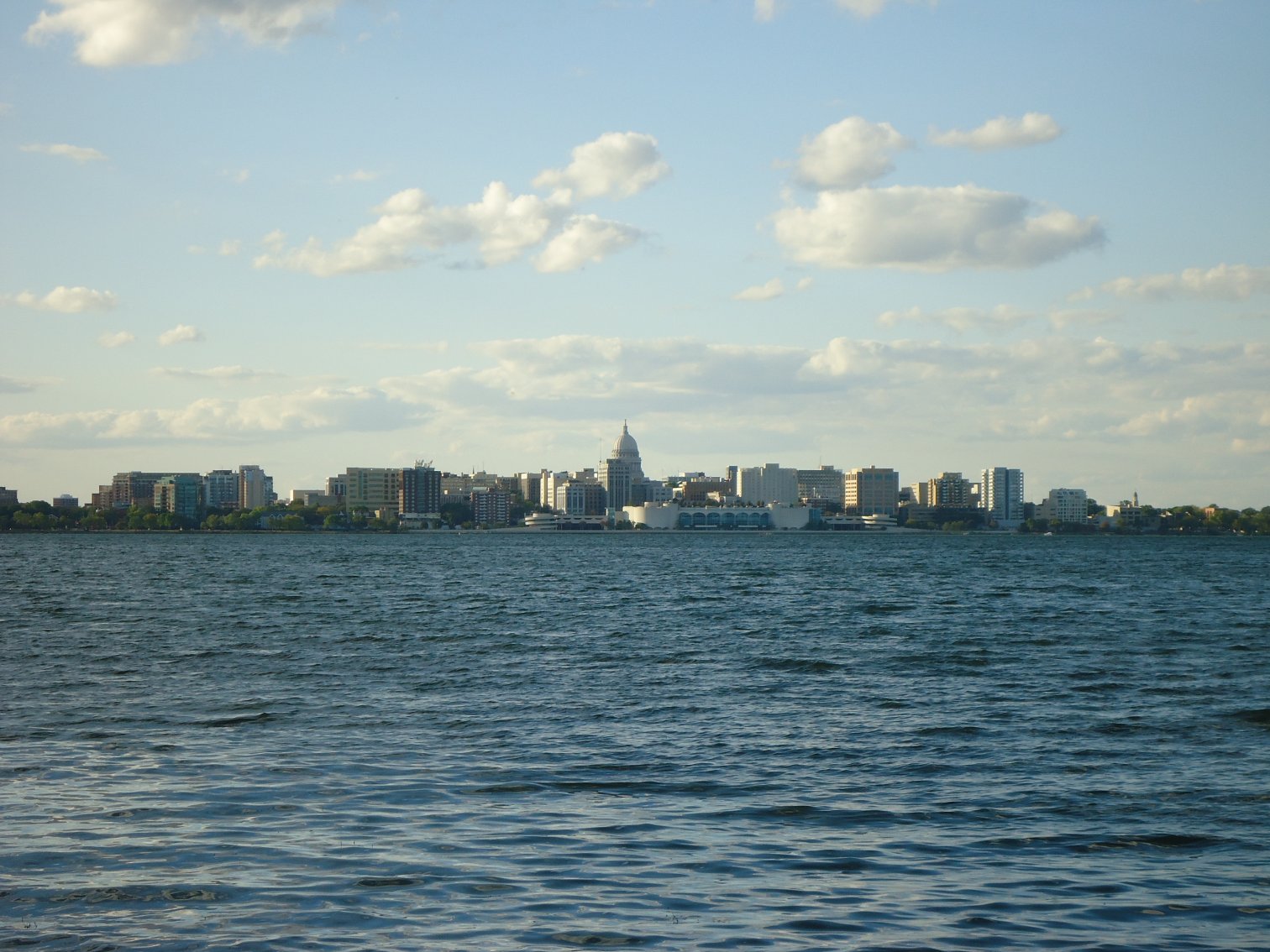 Madison skyline and State Capitol dome across Lake Monona