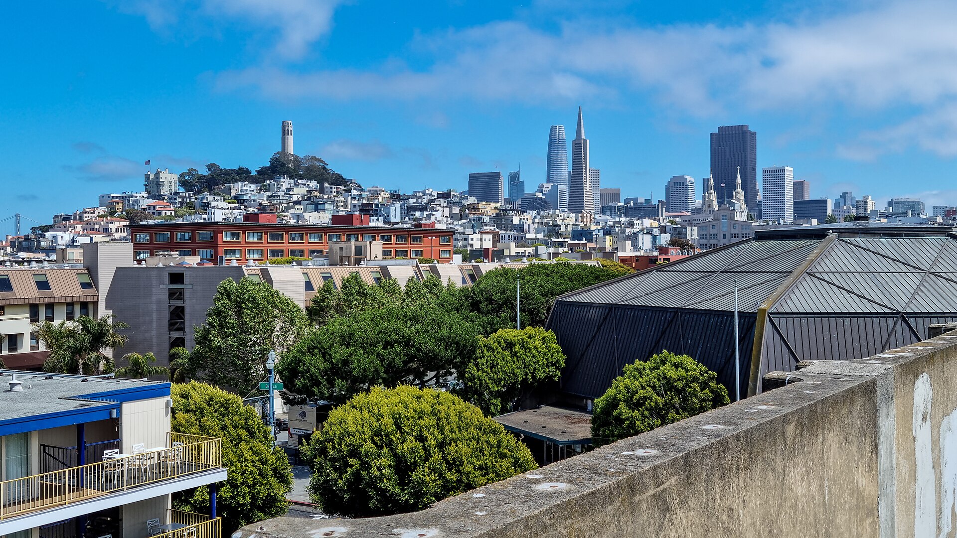 Coit Tower, Telegraph Hill and Financial District towers, San Francisco